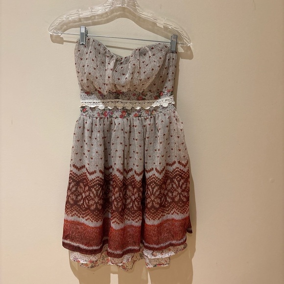 American Rag Strapless Red and White Dress - Picture 1 of 3